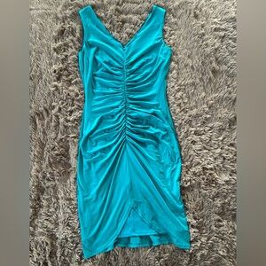 Calvin Klein Turquoise Ruched Midi Dress